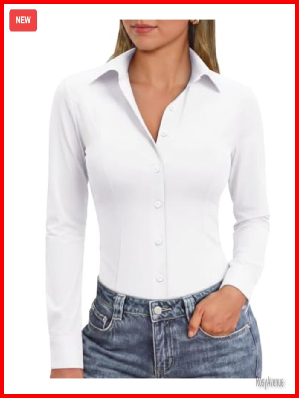 Siliteelon Womens Stretch Button Down Shirt Slim Fit Long Sleeve Wrinkle Free